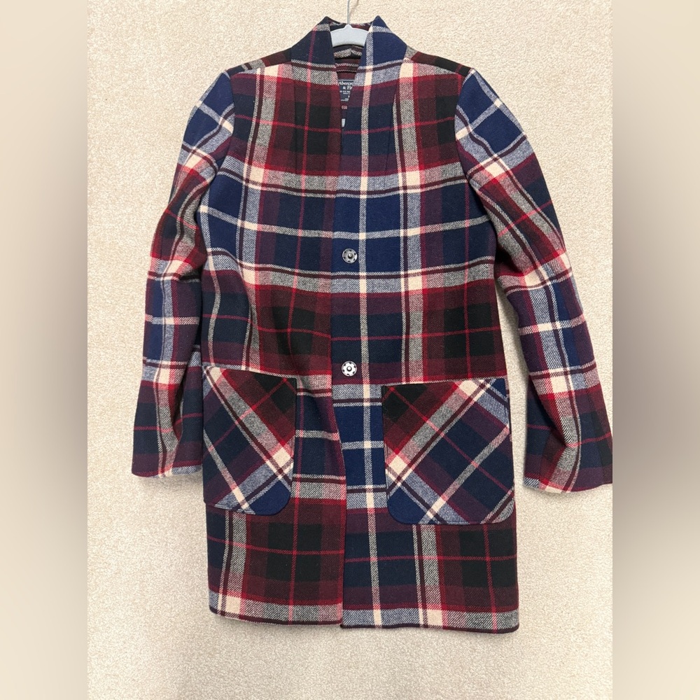 Abercrombie & Fitch Red and Blue Plaid Coat